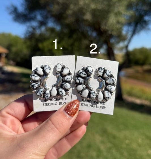 Durena Wauneka • White Buffalo Half Moon Cluster Studs