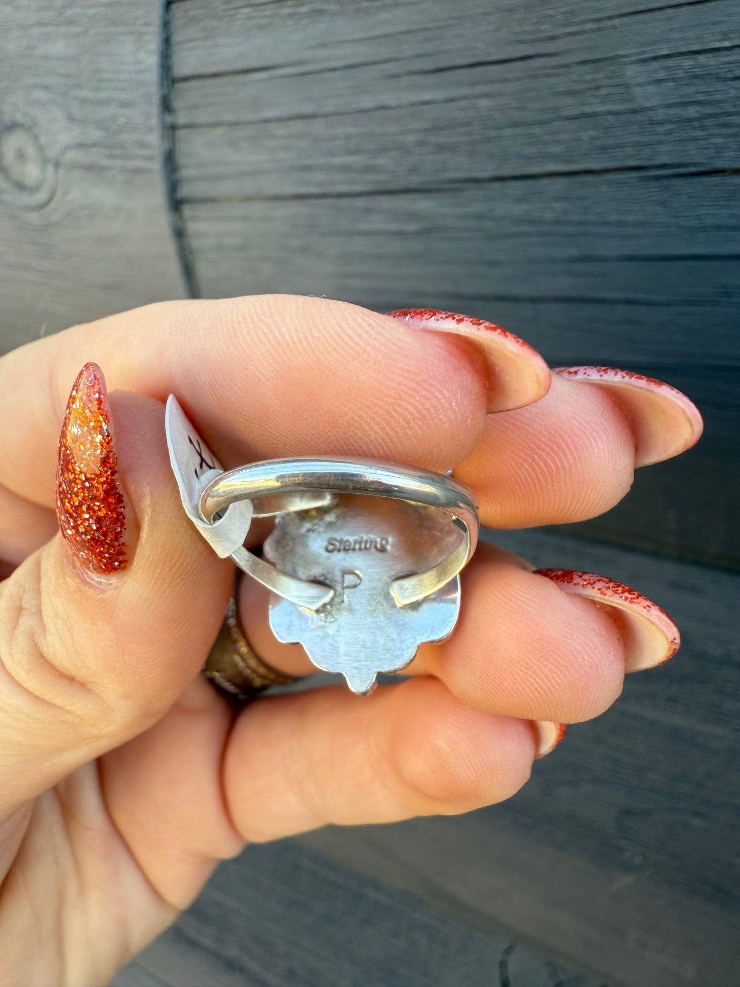 Size 7 Red Spiny & Sterling Silver Ring