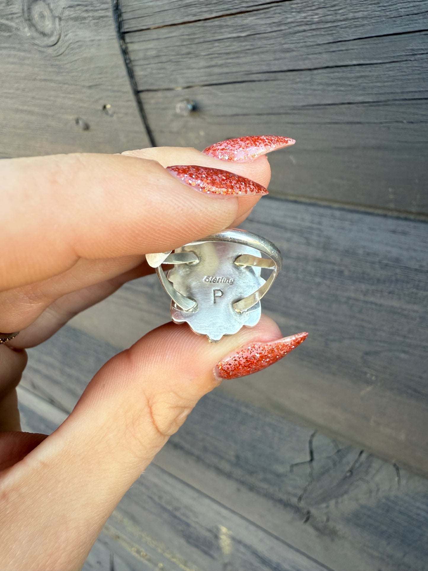 Size 8 Red Spiny & Sterling Silver Ring