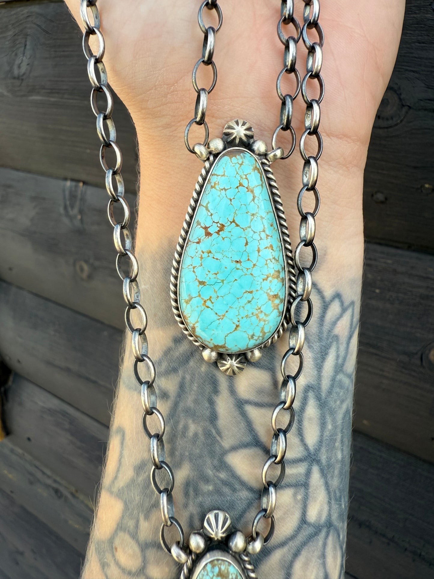 18” Mine 8 Turquoise and Sterling Silver Necklaces