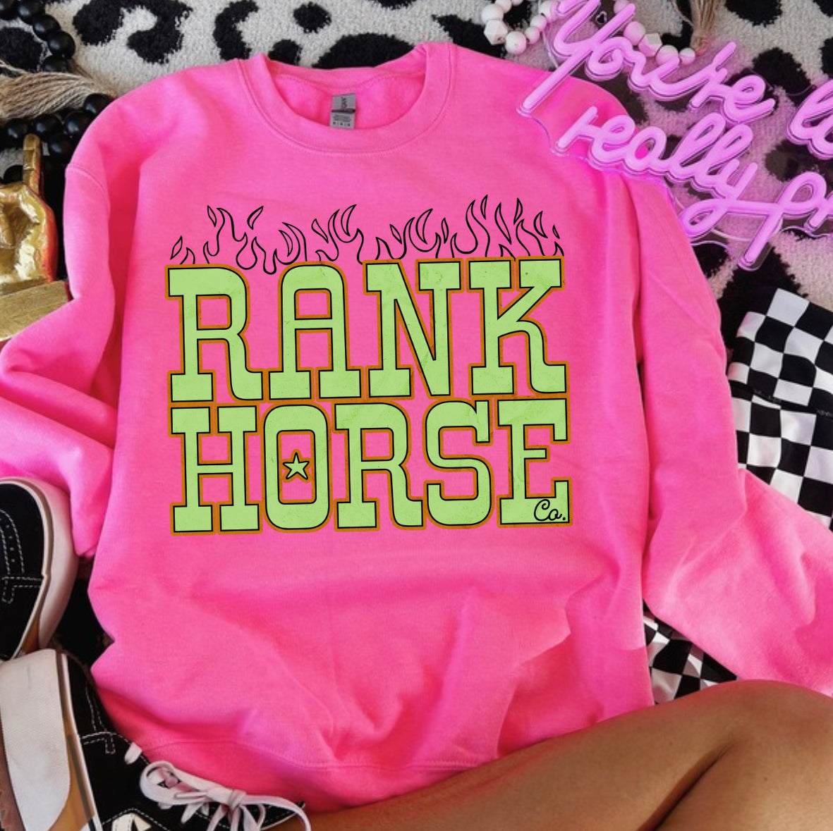 Rank Horse Co Flames Crewneck