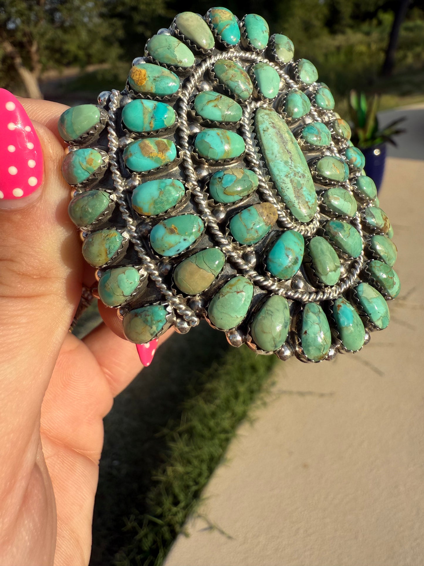 Native Made Kingman Turquoise Cluster Cuff