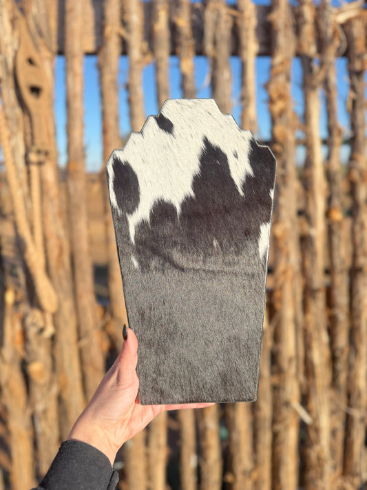 Black and White Cowhide Necklace Display