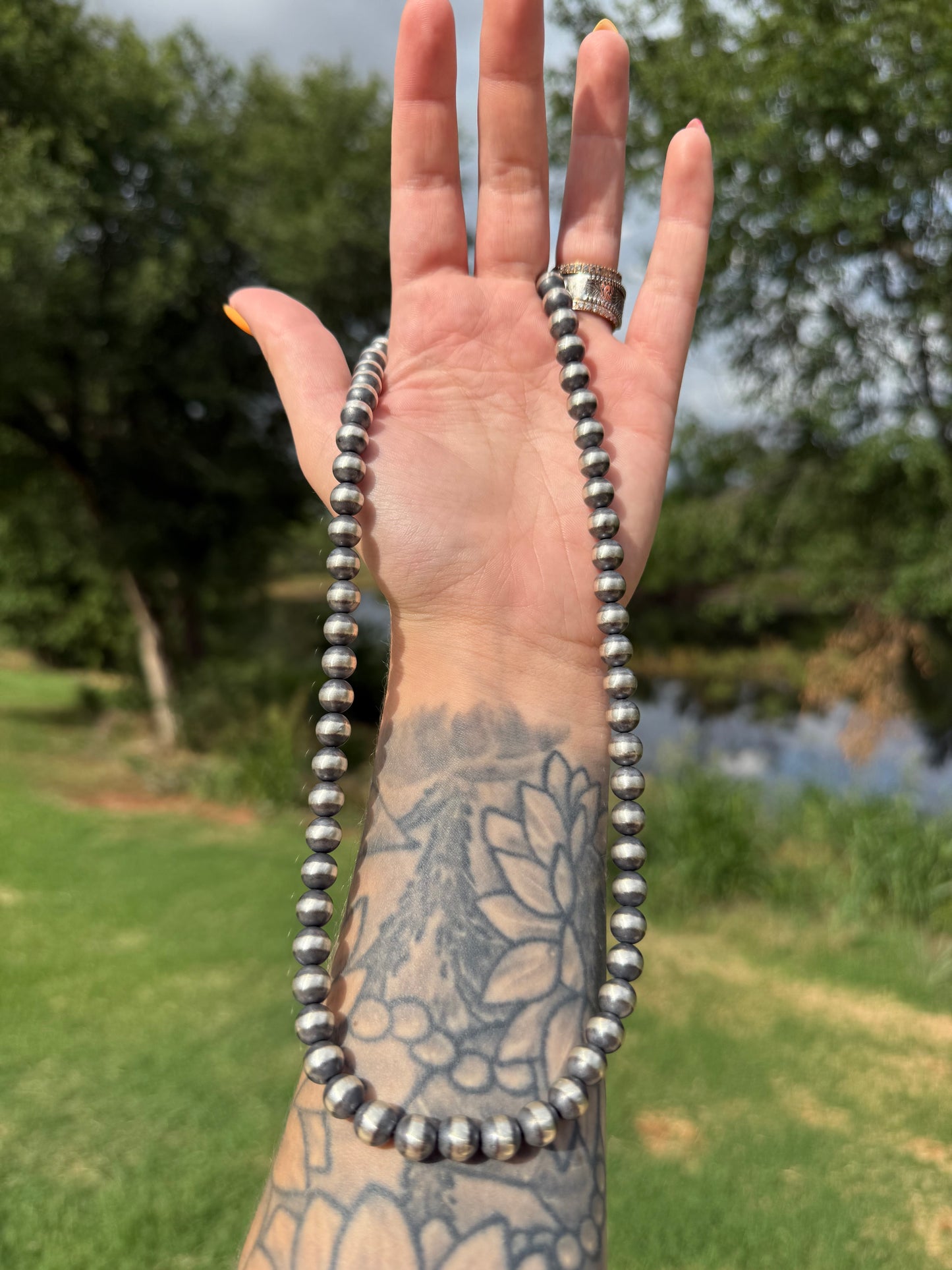 18” 8mm Machine Made Sterling Silver Bead Necklace