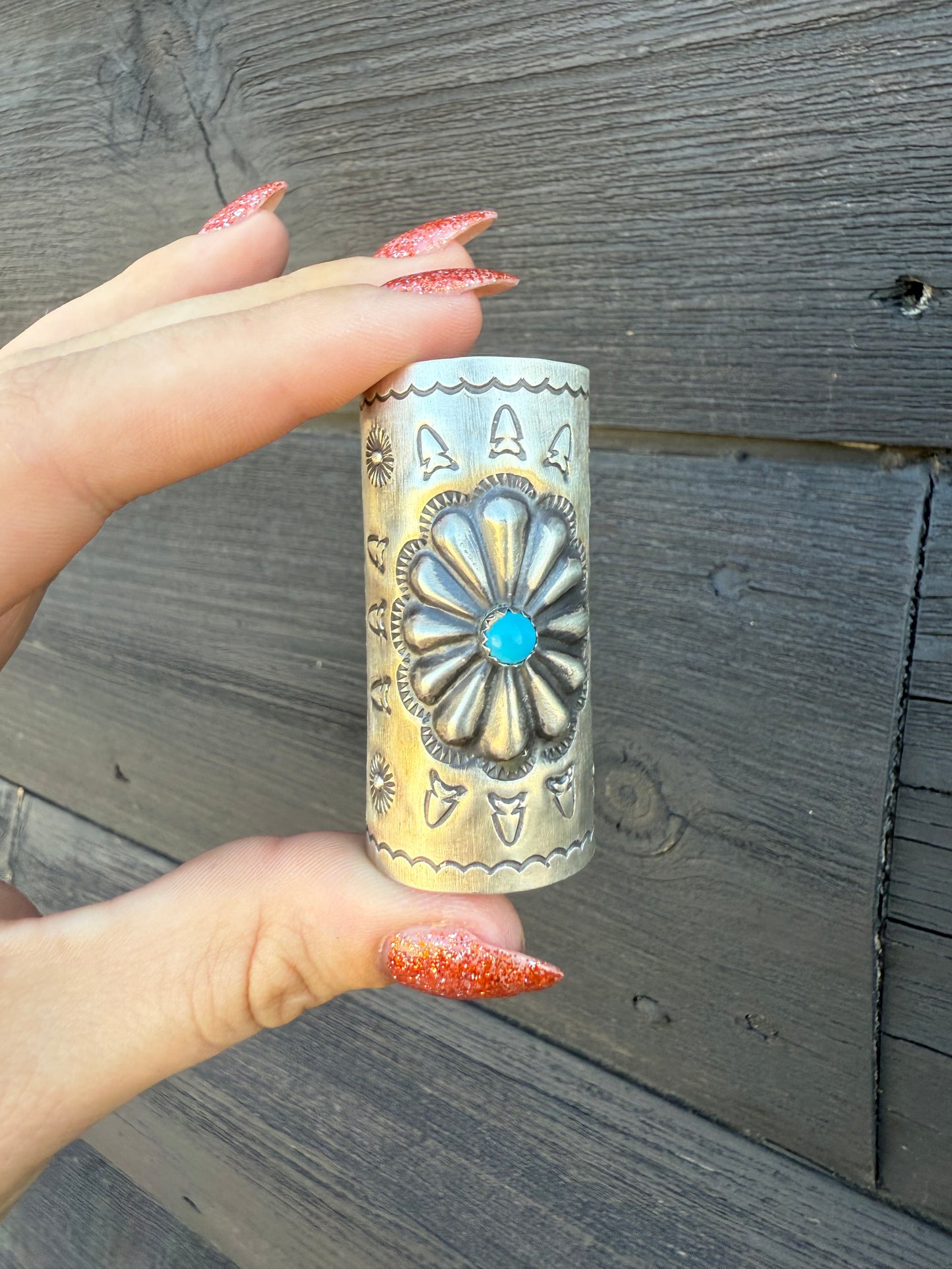 Large Sterling Silver & Turquoise Braid Keeper