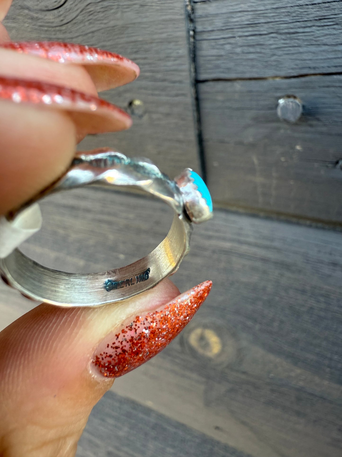 Dainty Turquoise & Sterling Silver Rings • Size 7 & 8