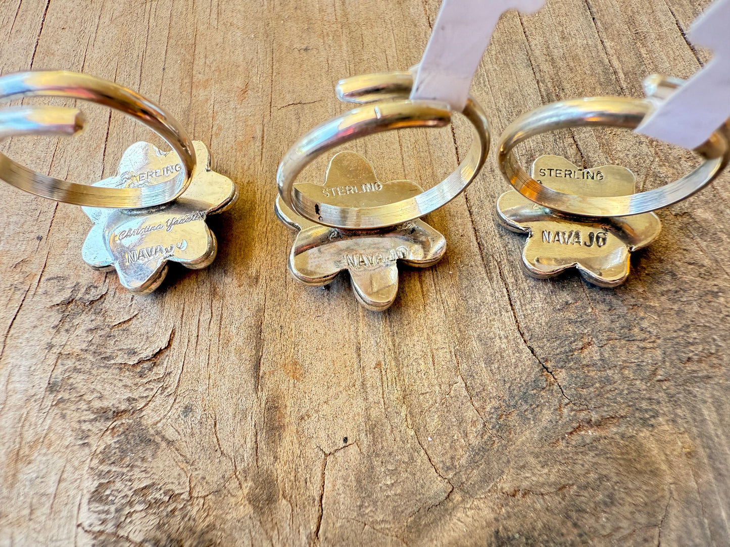 Christina Yazzie Turquoise Adjustable Flower Rings