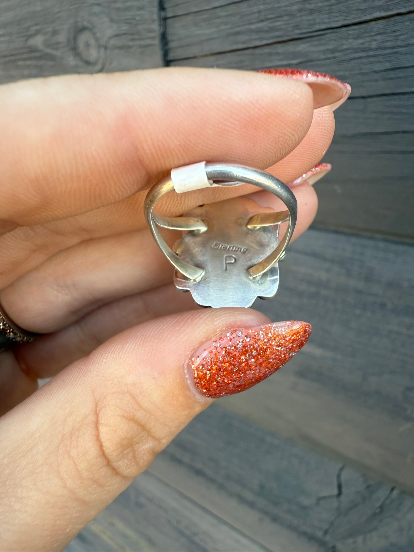Size 8 Red Spiny & Sterling Silver Ring