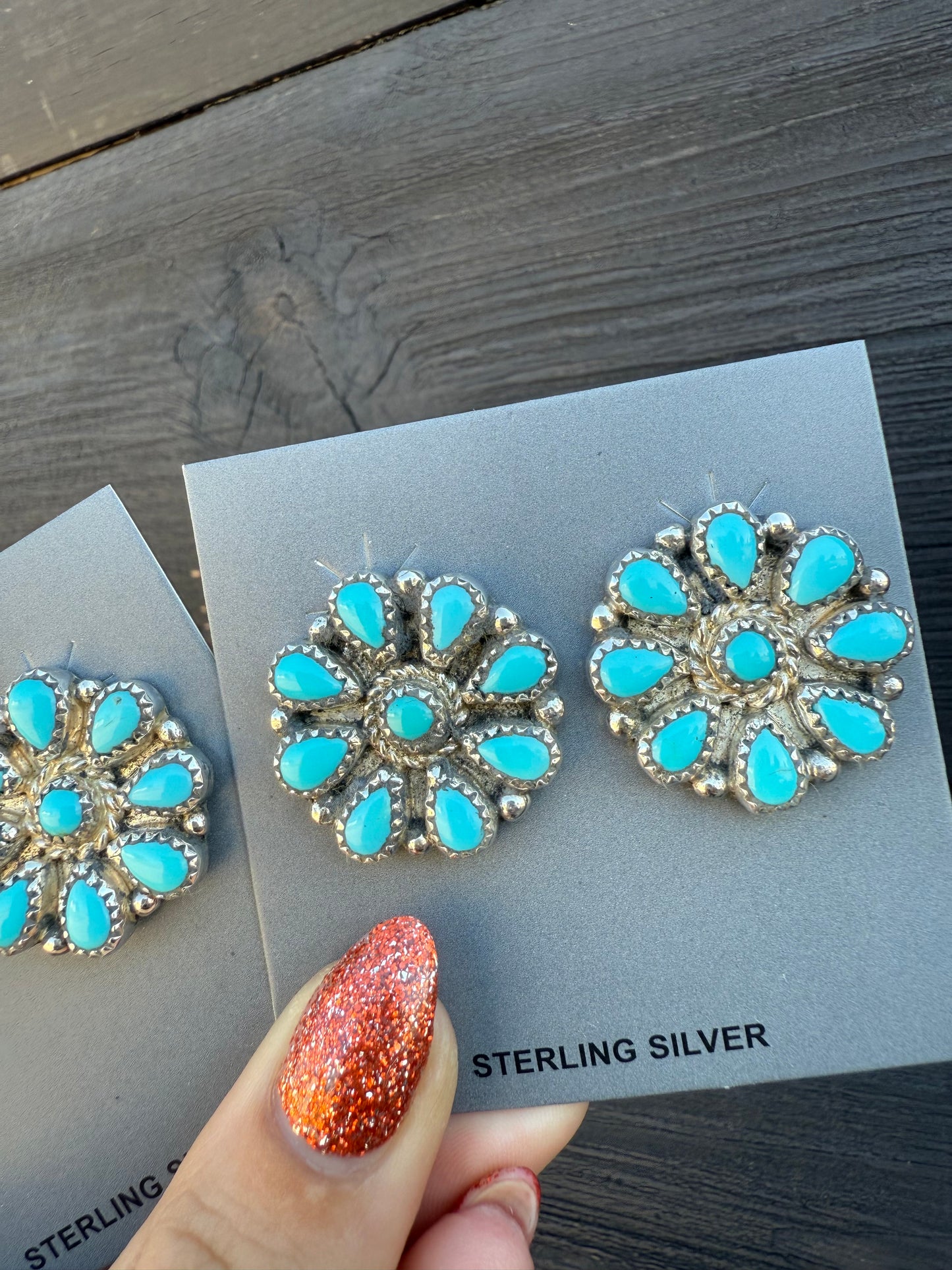 Nicole Yazzie Turquoise Cluster Studs