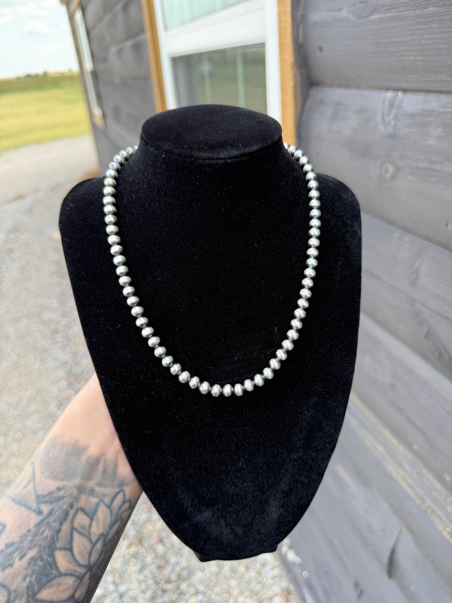 16” 6mm Sterling Silver Navajo Pearl Necklace