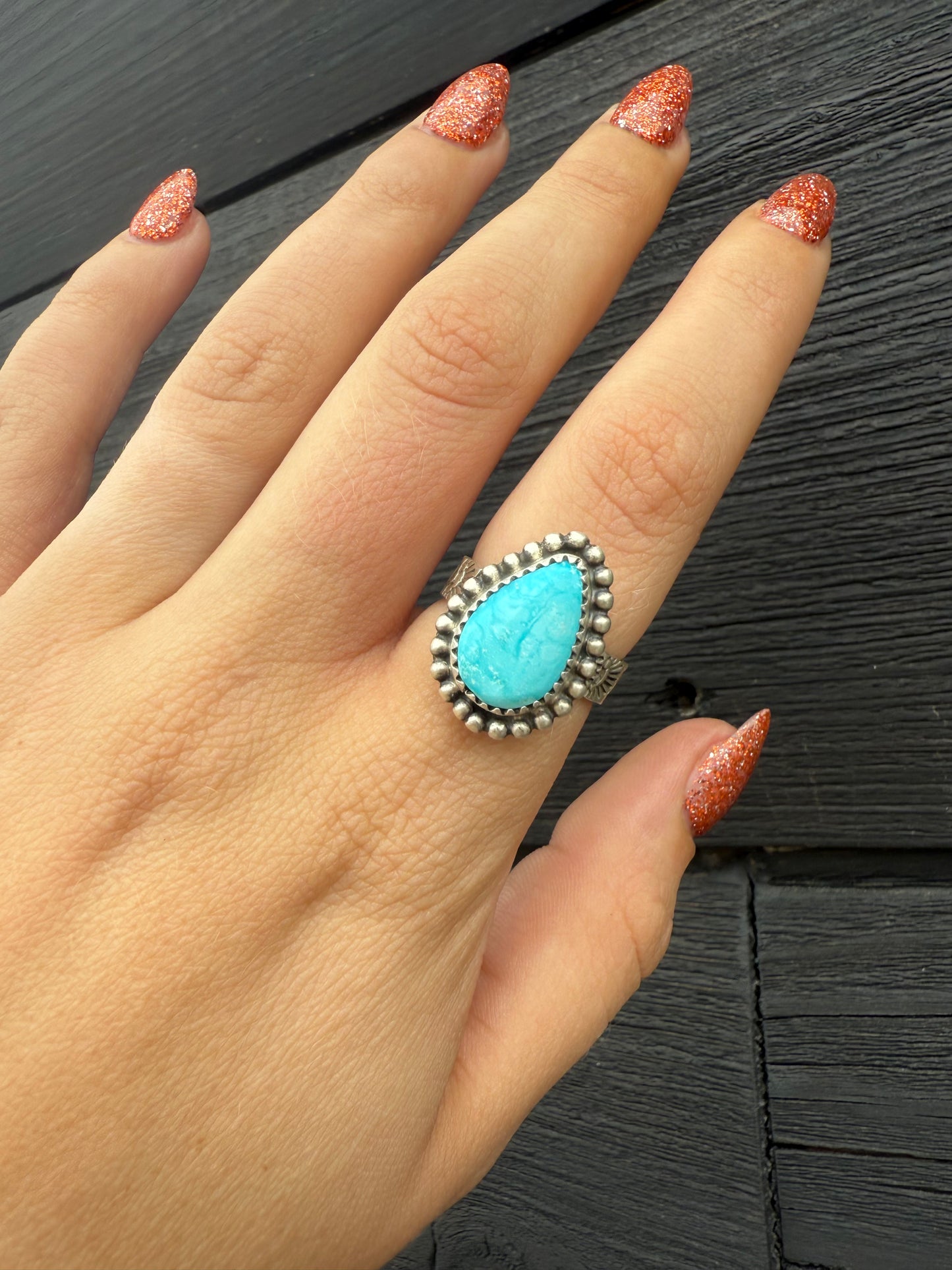 Size 7 Chris Etsitty Sleeping Beauty & Sterling Silver Ring!