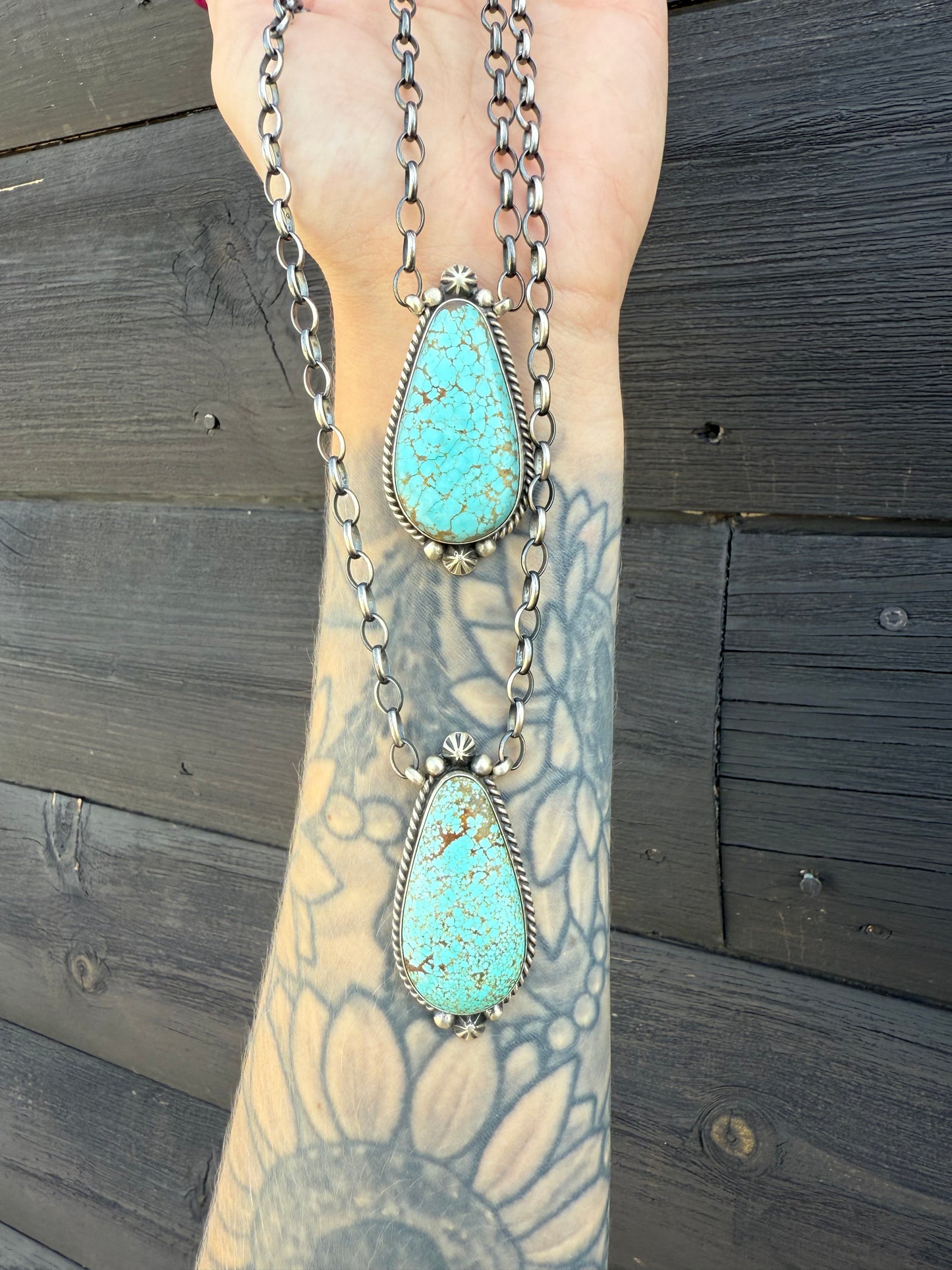 18” Mine 8 Turquoise and Sterling Silver Necklaces