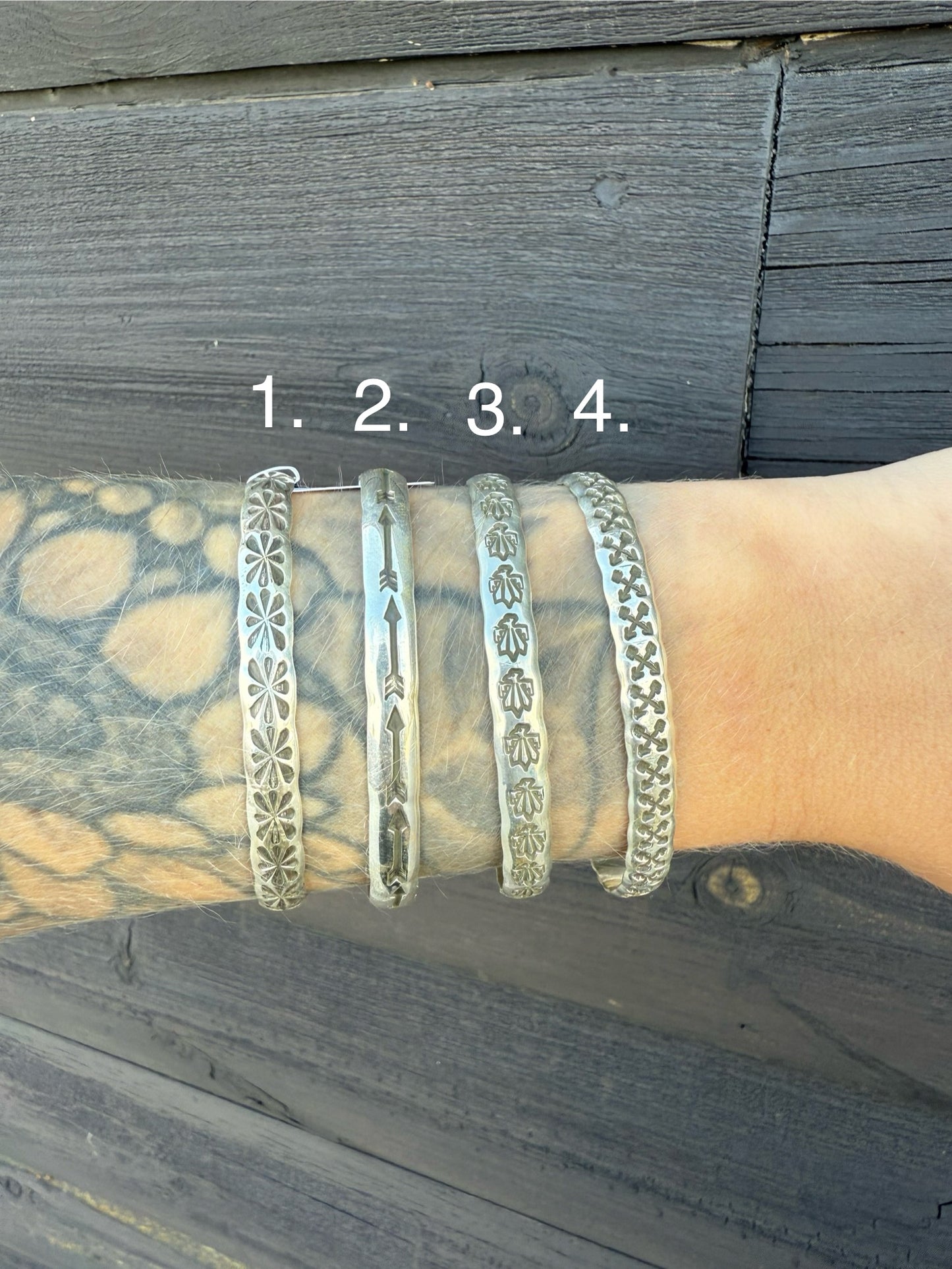Adrian Long Stamped Sterling Silver Cuffs