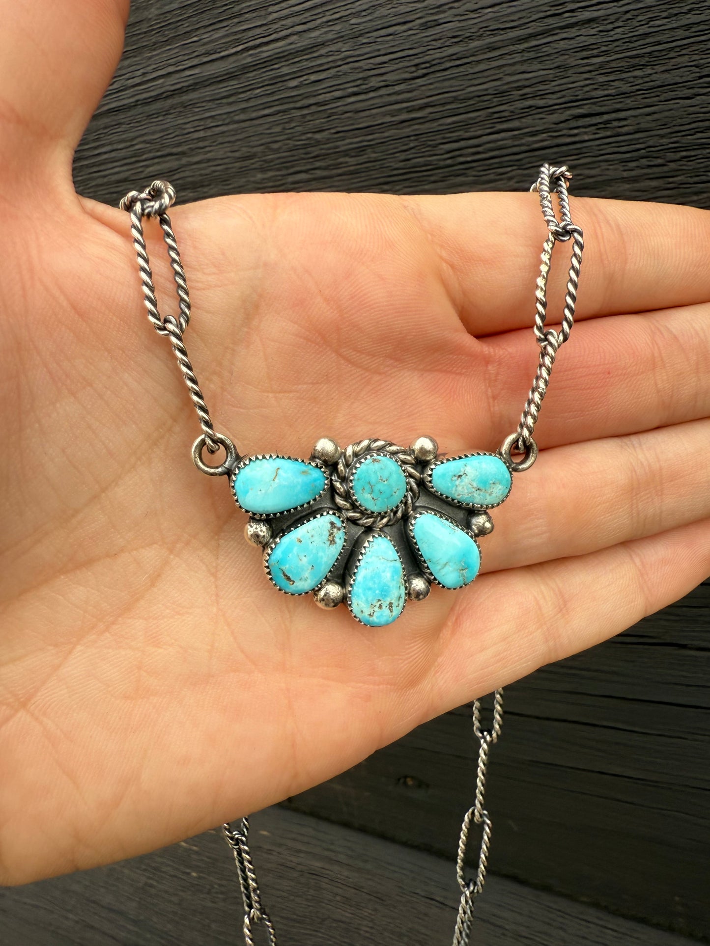 Carlo Lonjose Fox Turquoise Half Cluster Necklace