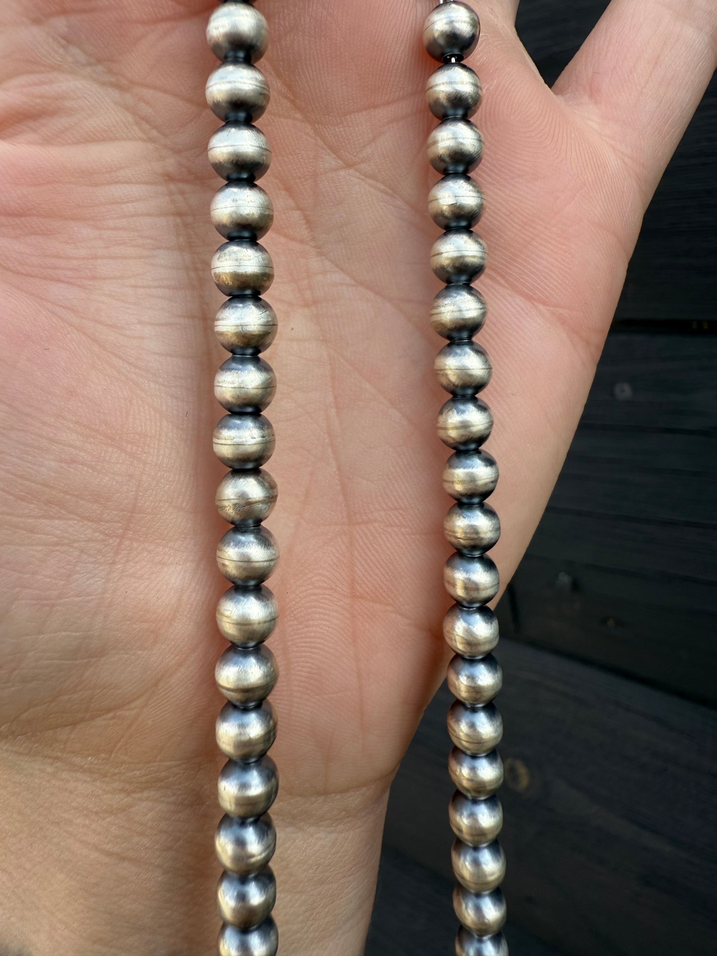 16” 6mm Sterling Silver Navajo Pearl Necklace