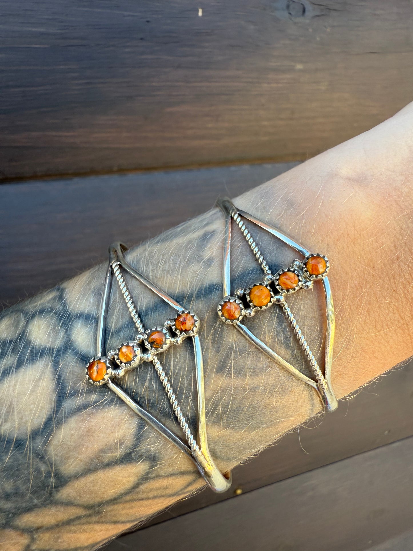 Nicole Yazzie Orange Spiny Adjustable Cuffs