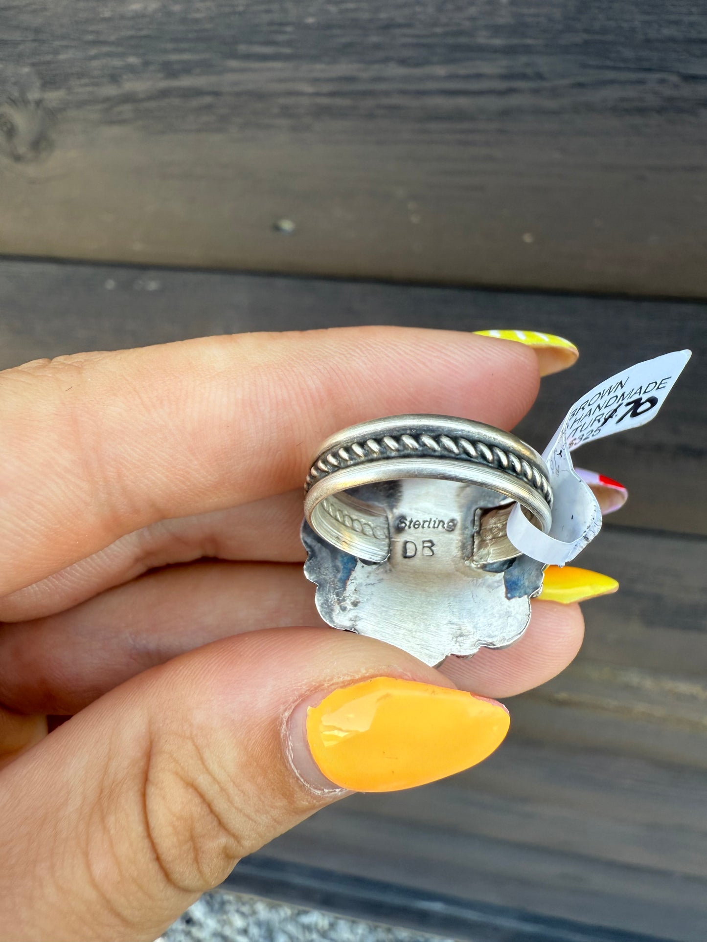 Adjustable Mother of Pearl & Kingman Cluster Ring