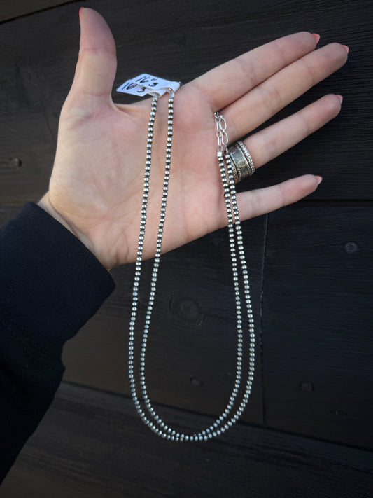 16” 3mm Sterling Silver Bead Necklaces