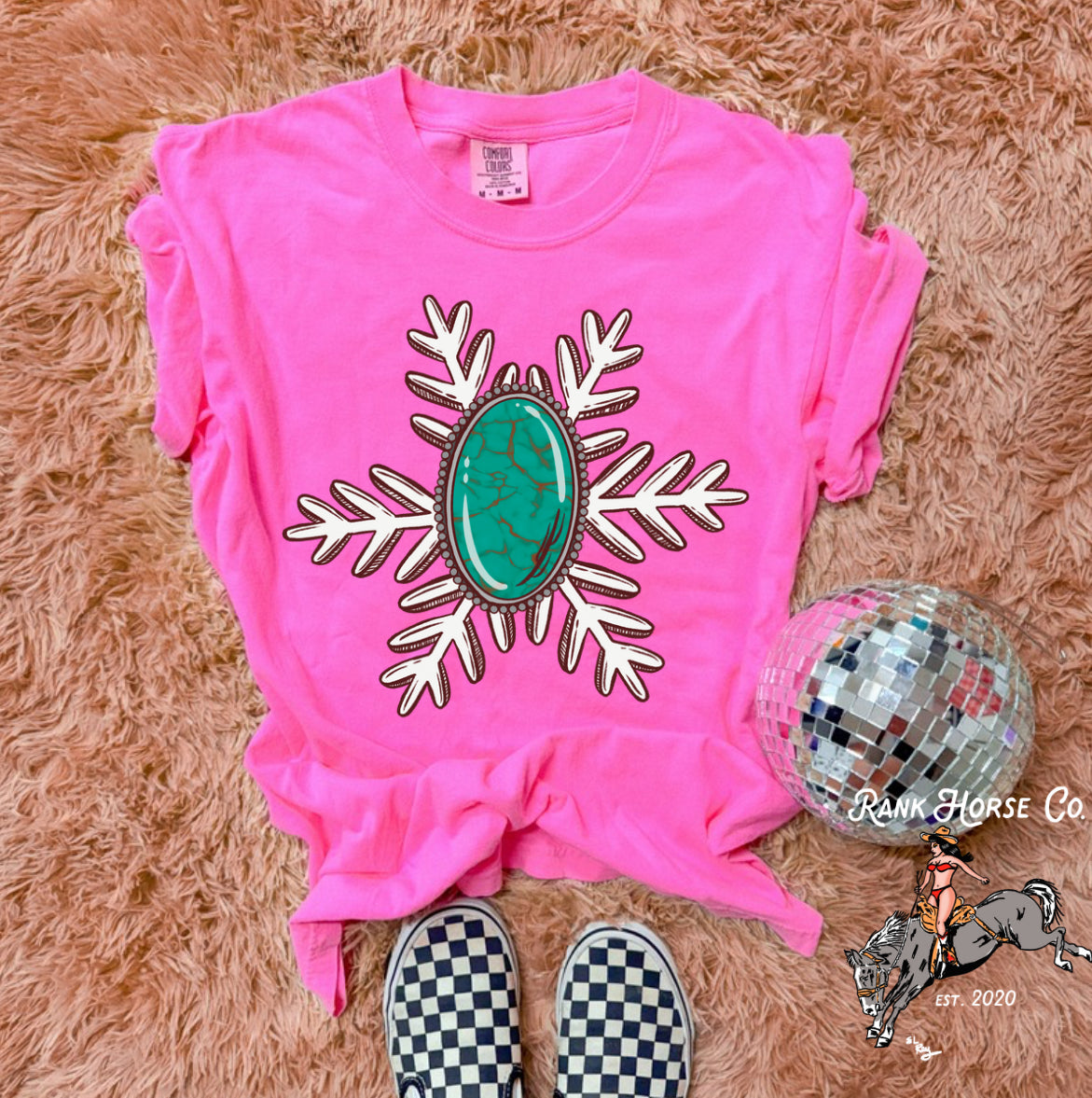 Turquoise Snowflake Tee