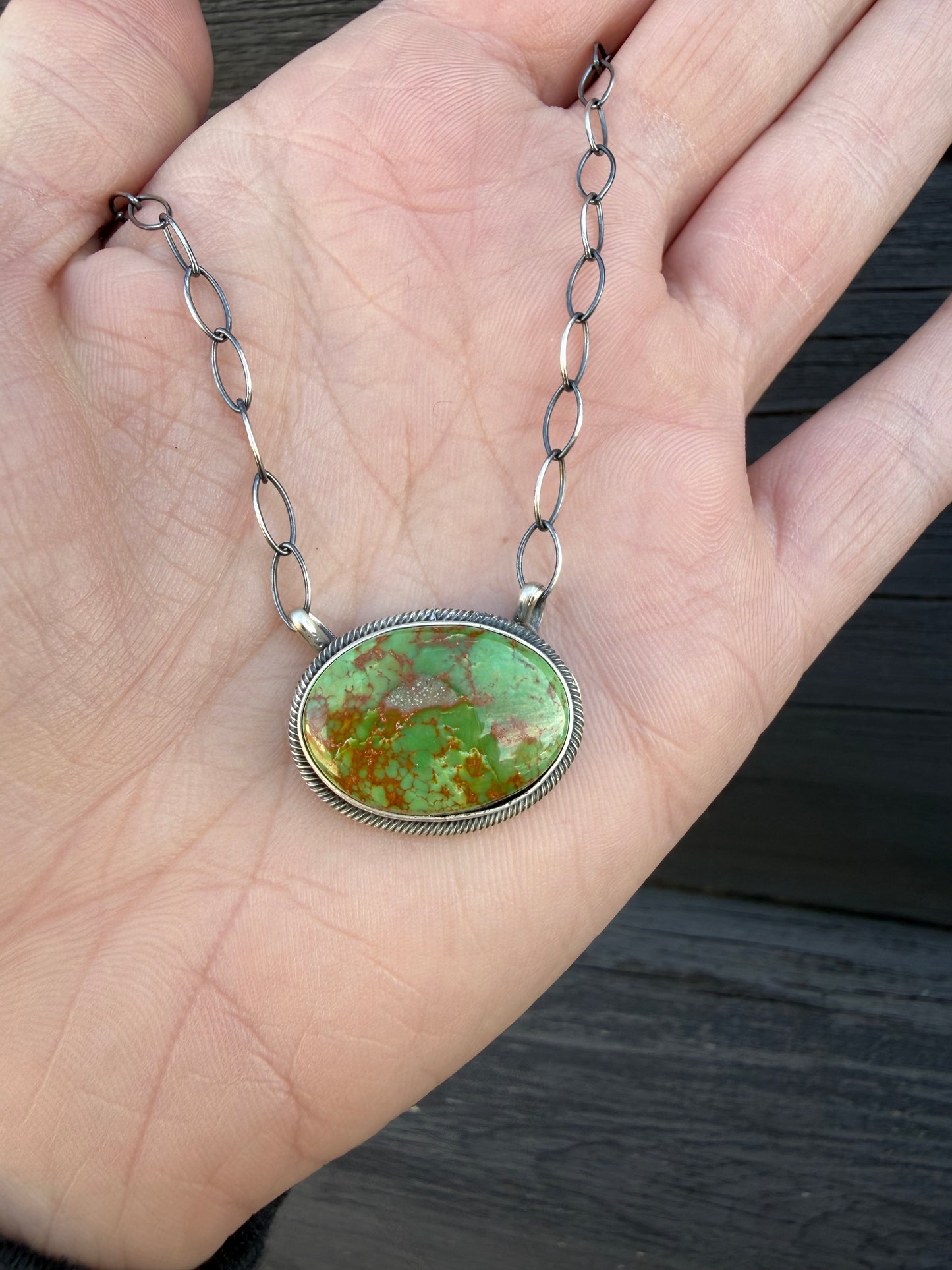18” Green Kingman Single Stone Necklace