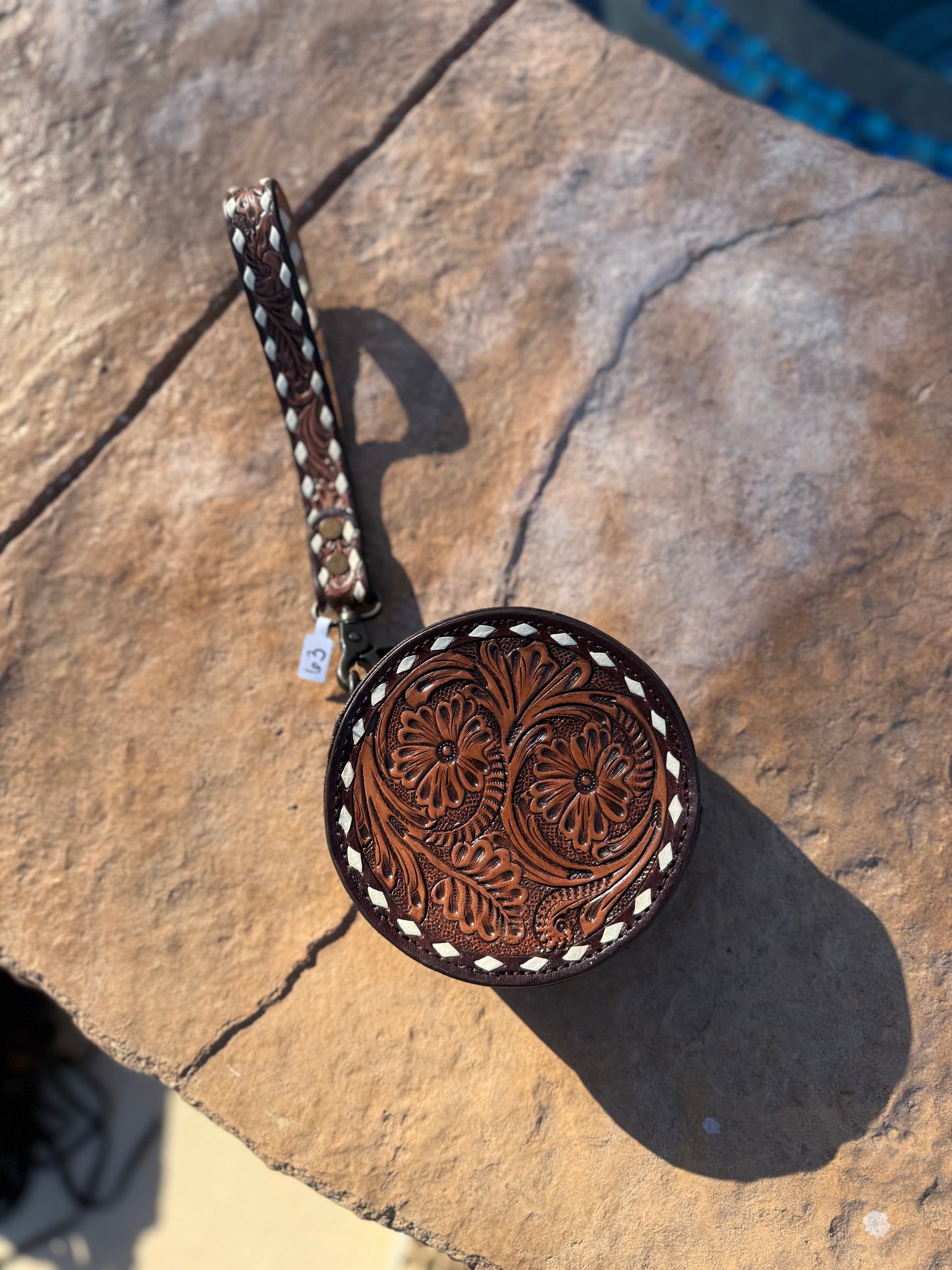 Tooled Leather Wristlet