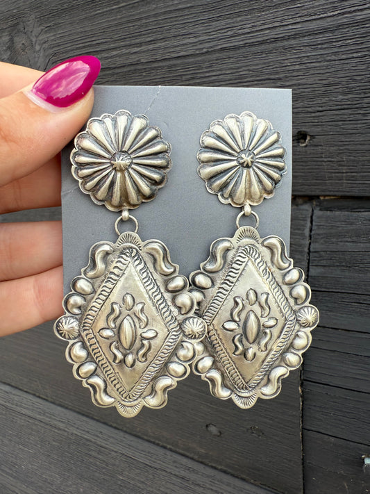 Eugene Charley Sterling Silver Concho Dangles