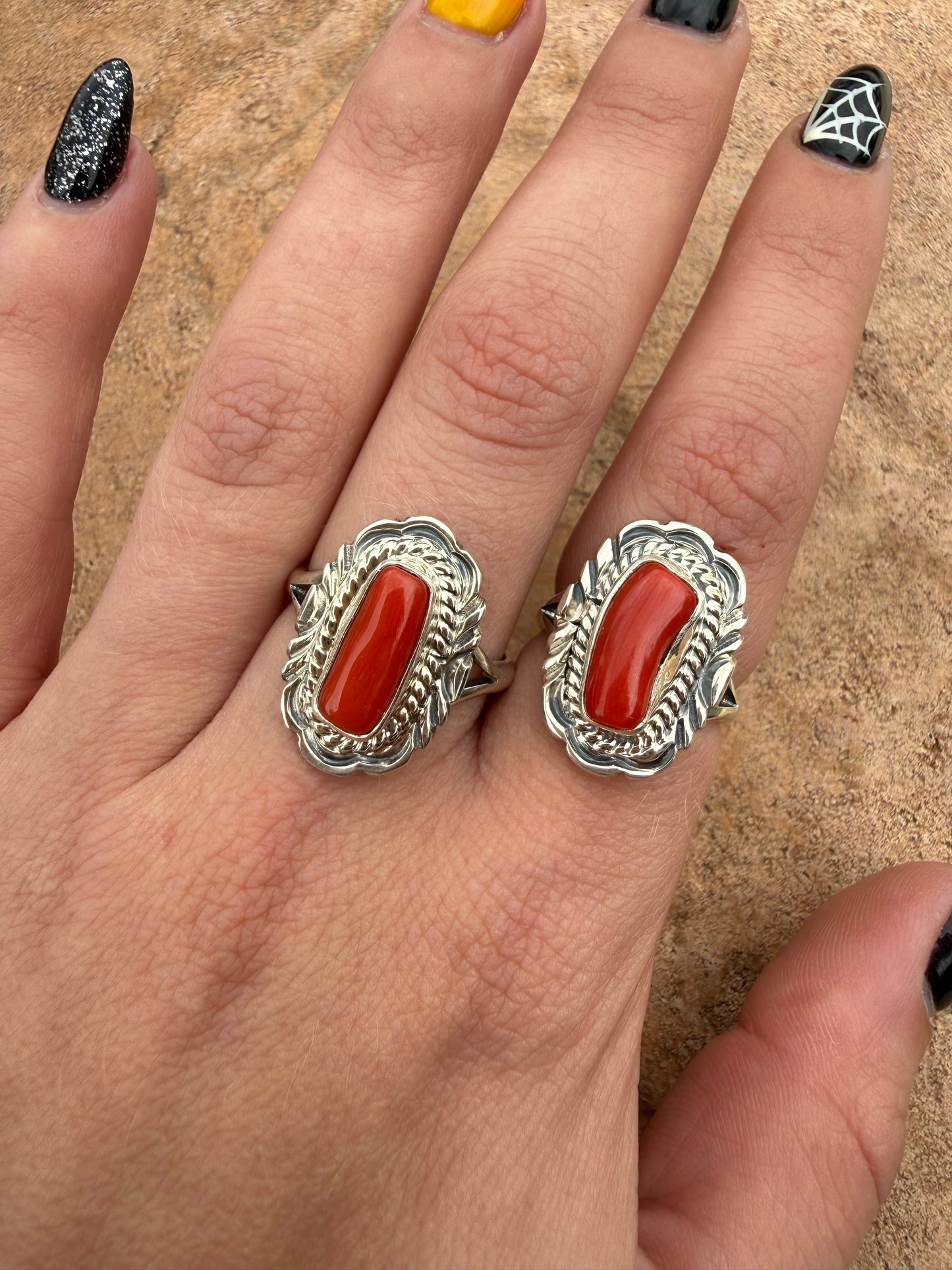 Virgil Chee Red Coral Rings