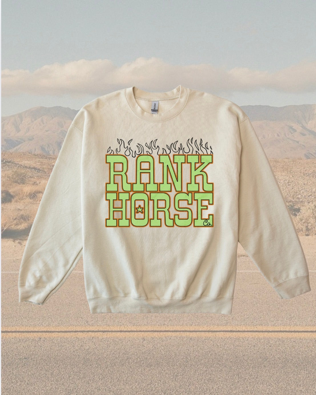 Rank Horse Co Flames Logo Crewneck Sweatshirt • 2 Colors