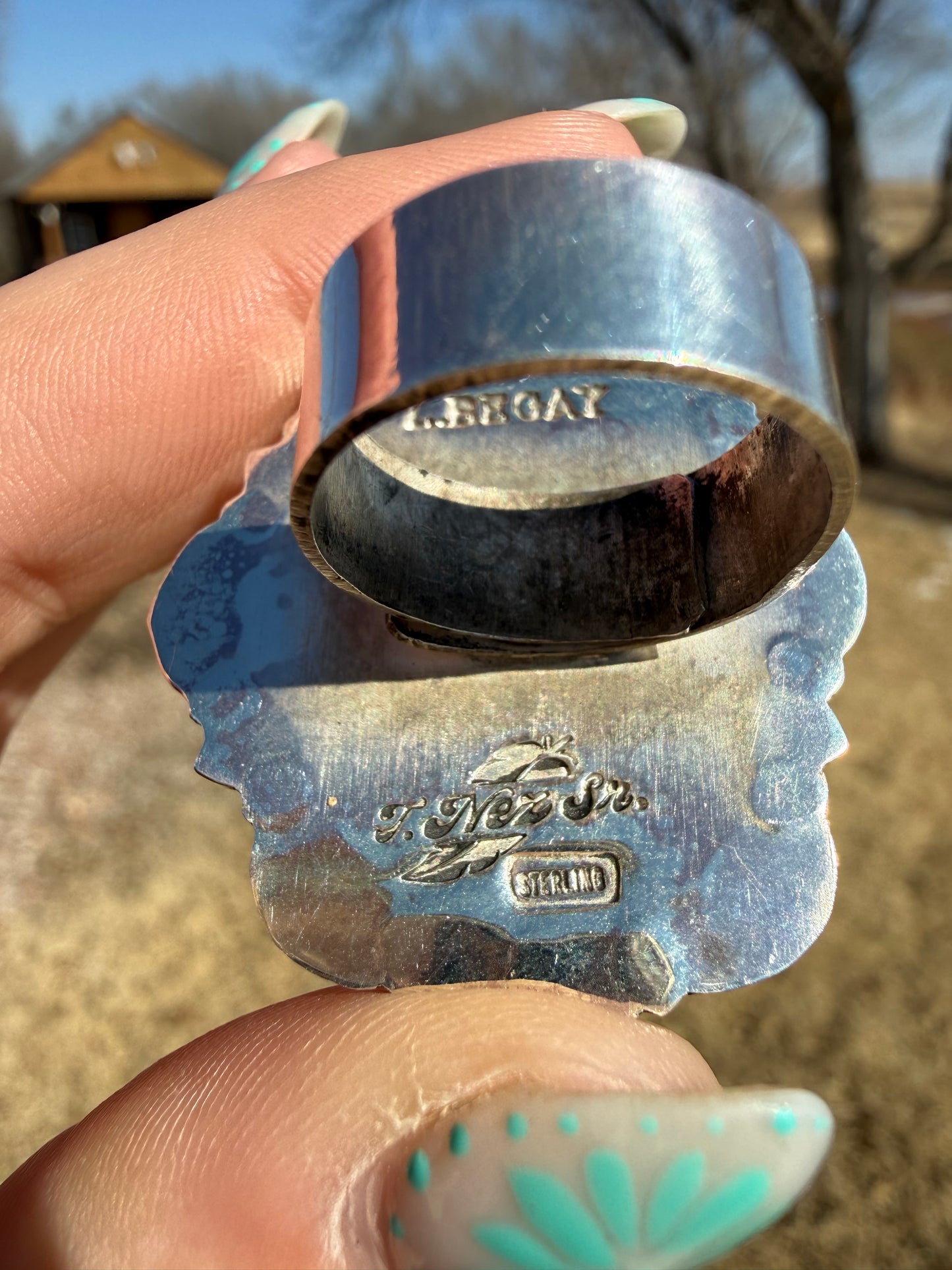 Adjustable Santa Rita Turquoise Ring • Terrel Nez Sr