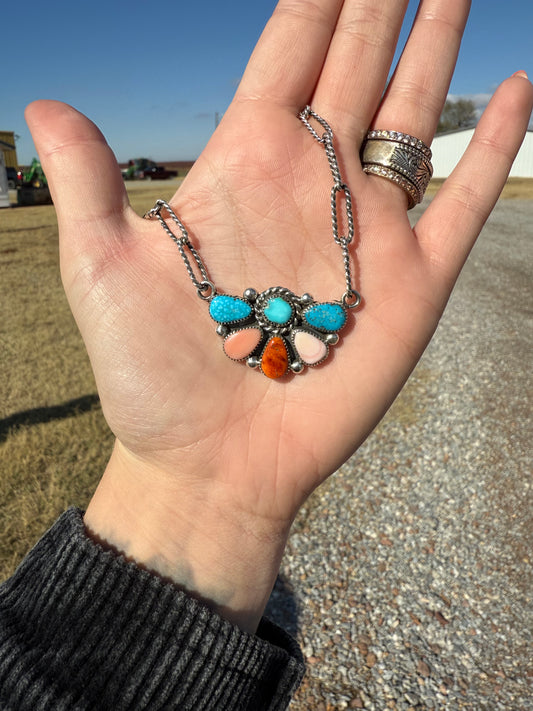 Carlo Lonjose 18” Multi Stone and Sterling Silver Necklace