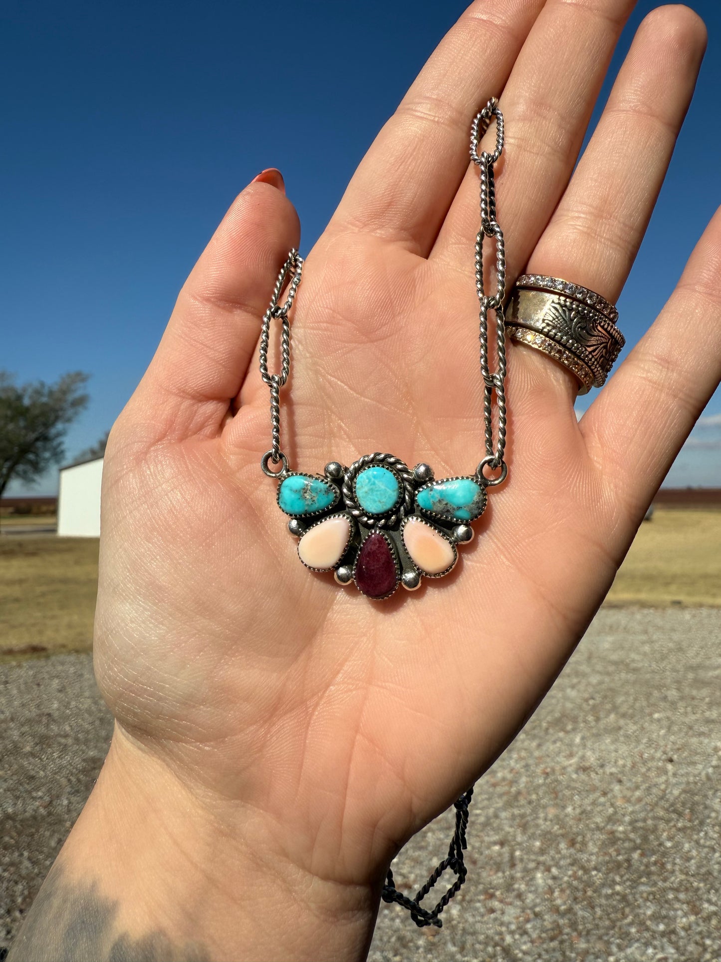 Carlo Lonjose 18” Multi Stone and Sterling Silver Necklace