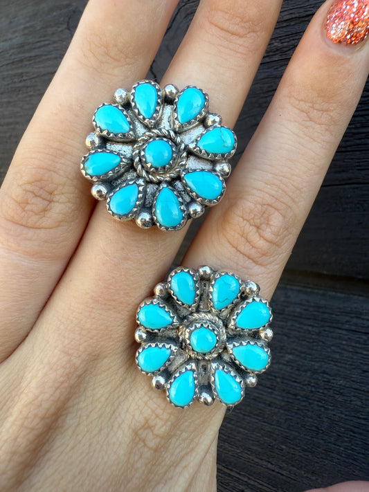 Nicole Yazzie Adjustable Turquoise Cluster Rings