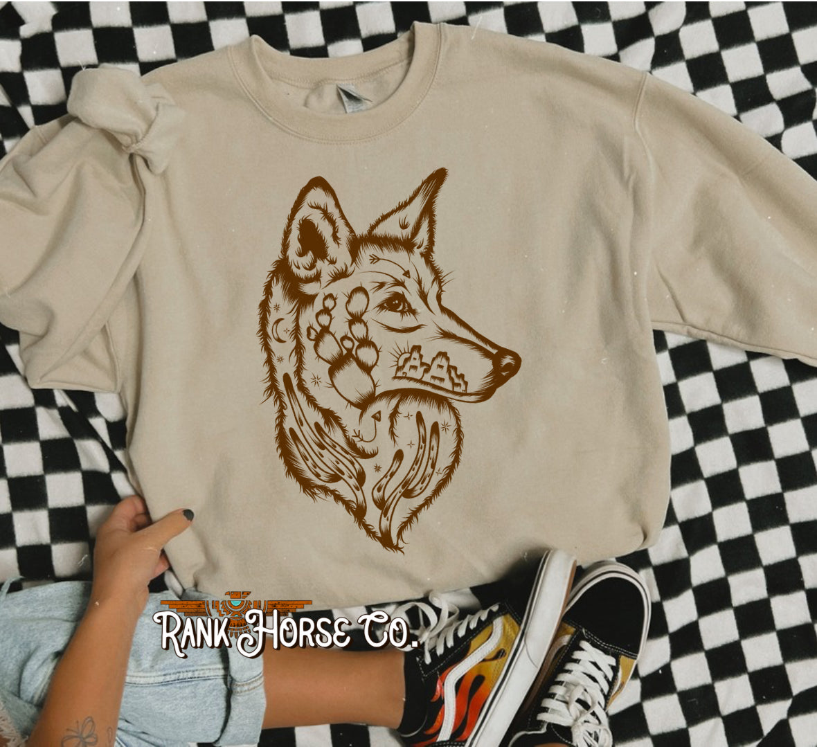 Desert Coyote Outline Crewneck