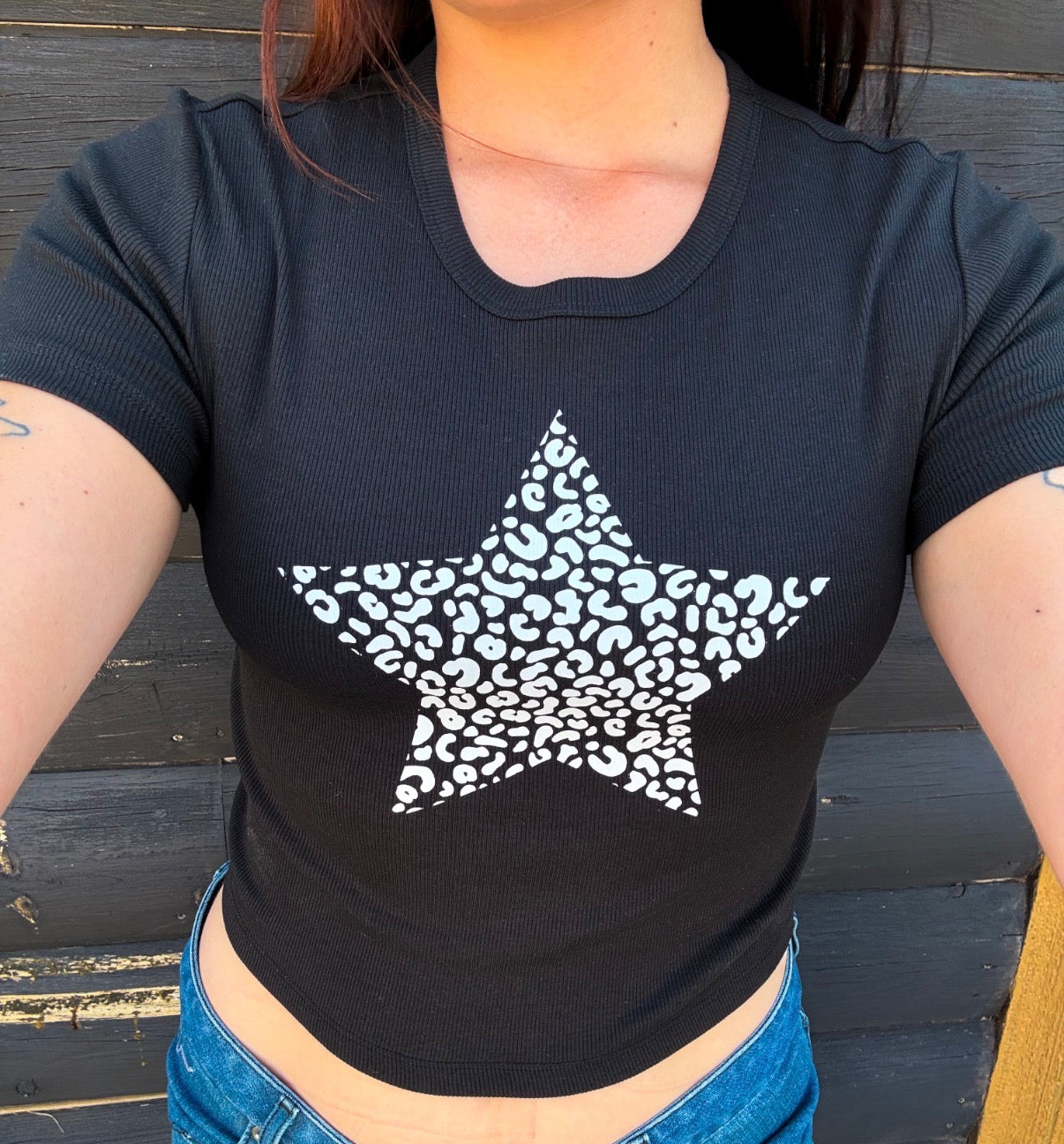 Leopard Star Baby Tee • PREORDER