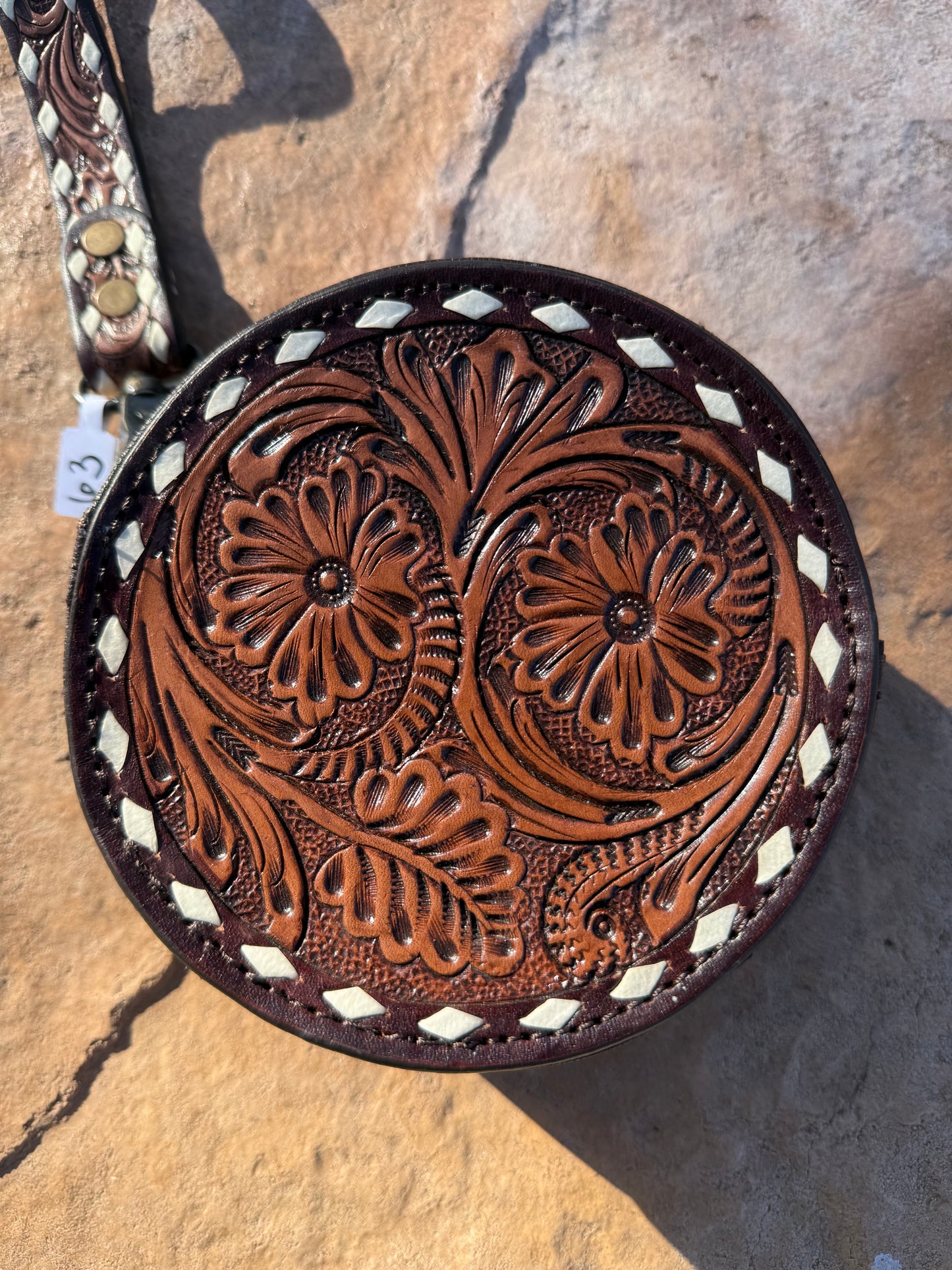 Tooled Leather Wristlet