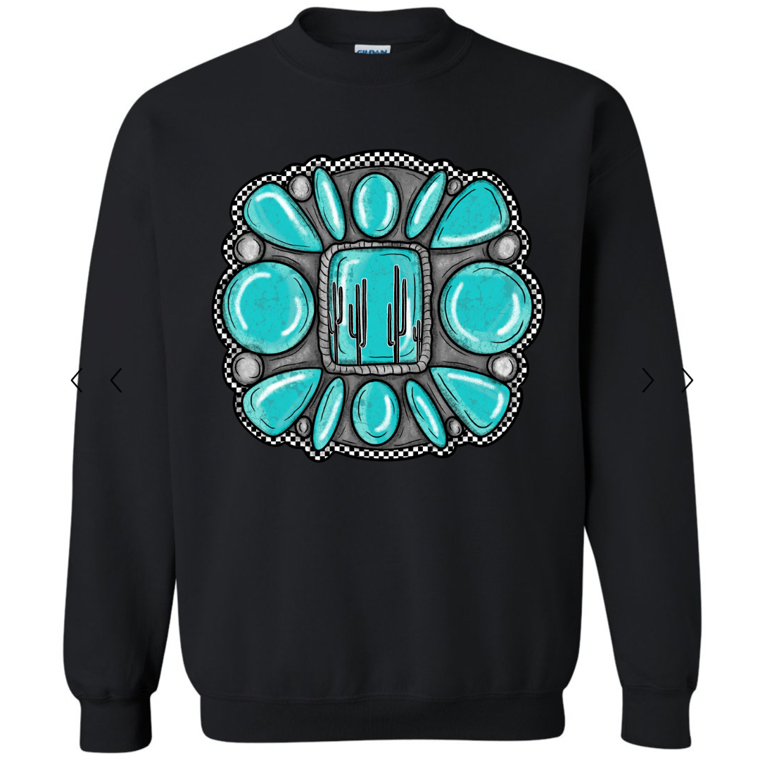 Turquoise & Cactus Crewneck