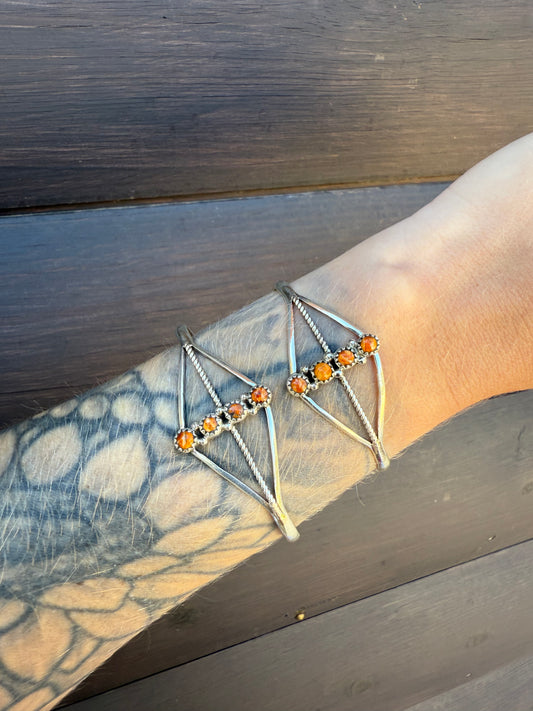 Nicole Yazzie Orange Spiny Adjustable Cuffs