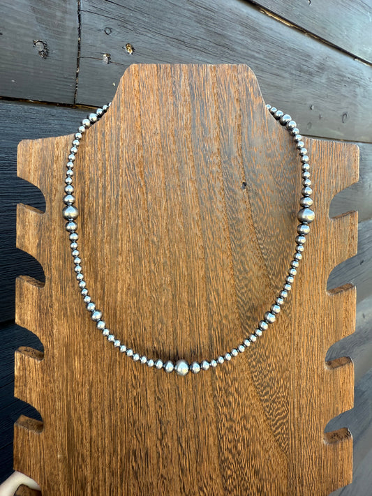 15” W/ 2” Extender Graduated Sterling Silver Machine Made Bead Necklaces