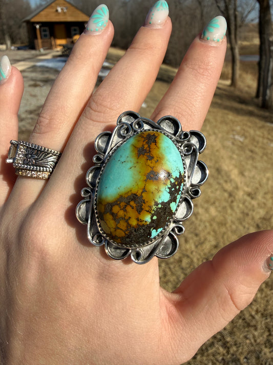Adjustable Hubei Turquoise Ring • Terrel Nez Sr