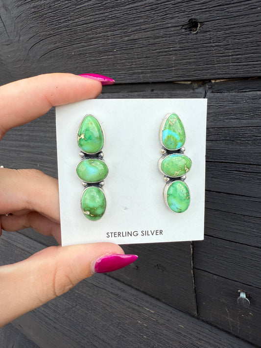 Randy Billy Sonoran Gold 3 Stone Studs