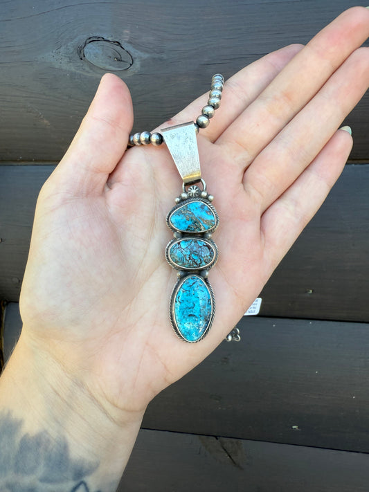 Triple Stone Prince Turquoise Pendant