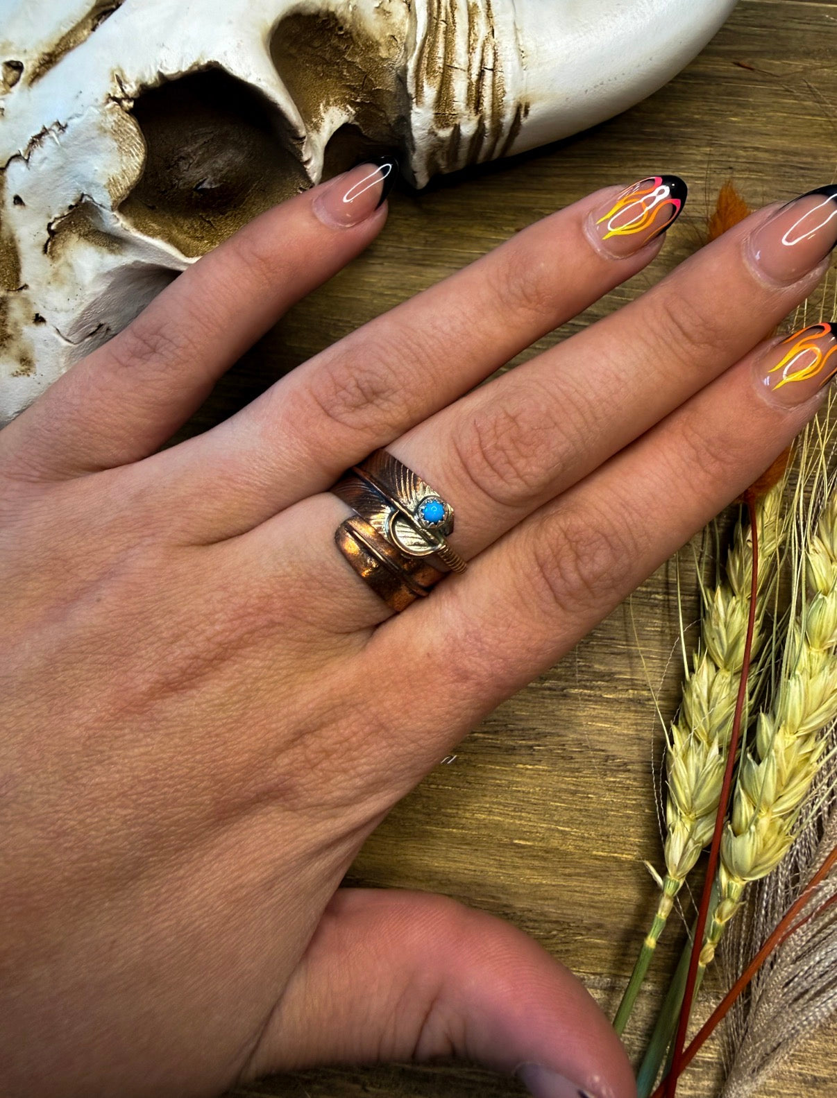 Copper Feather Ring - Adjustable