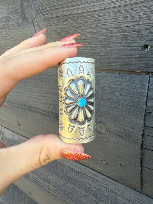 Large Sterling Silver & Turquoise Braid Keeper