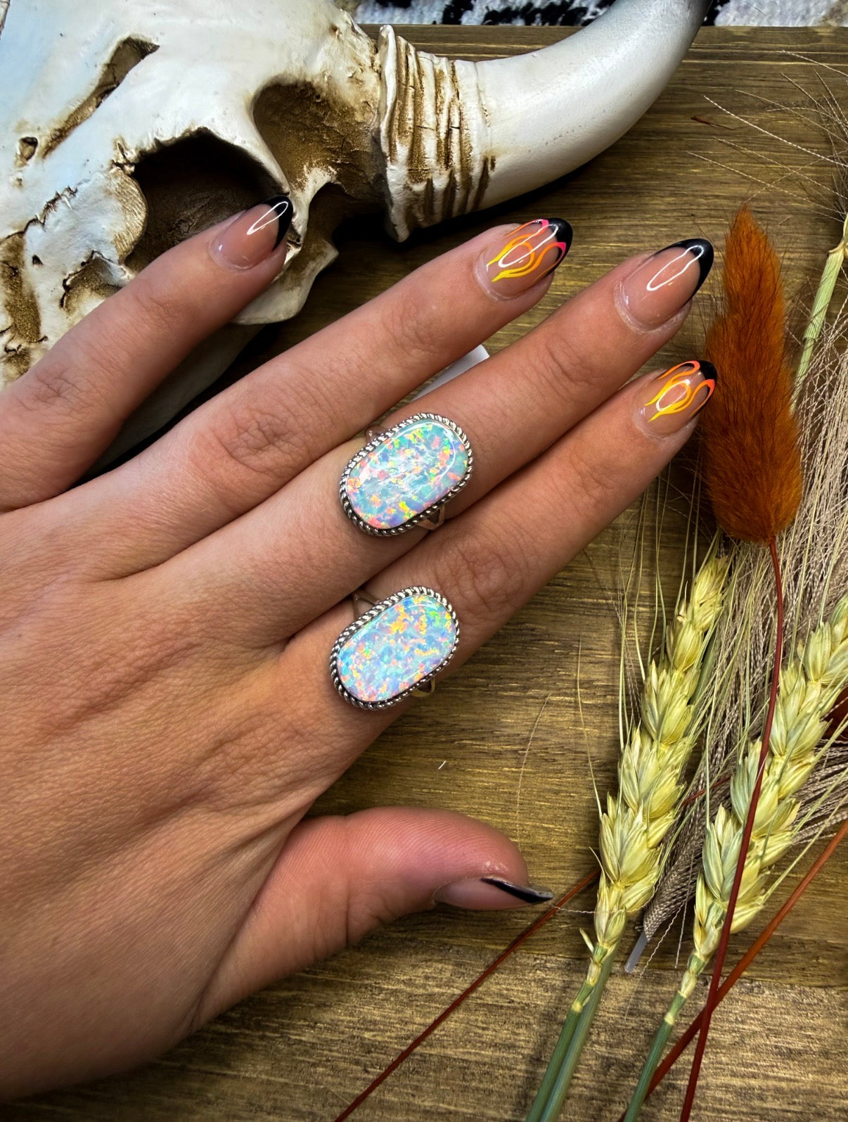 White Opal Rings