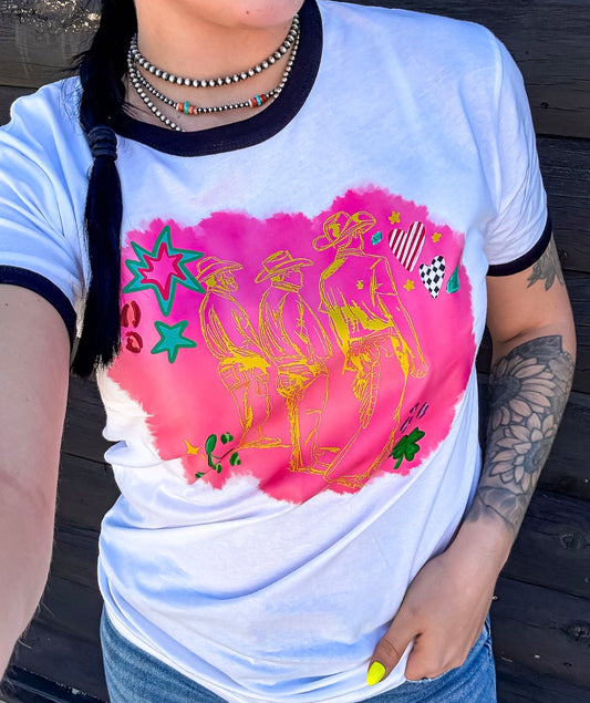 Neon Cowboys Ringer Tee