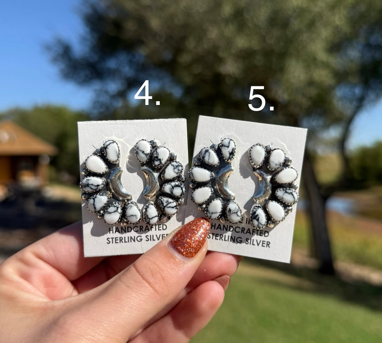 Durena Wauneka • White Buffalo Half Moon Cluster Studs