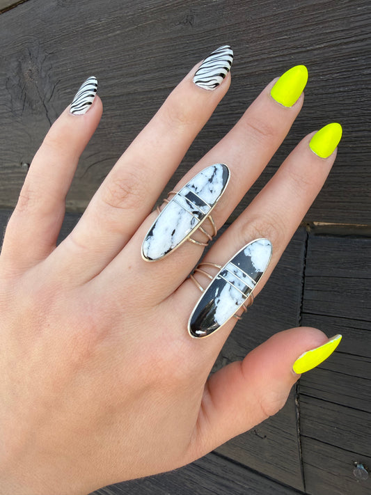 White Buffalo & Sterling Silver Rings