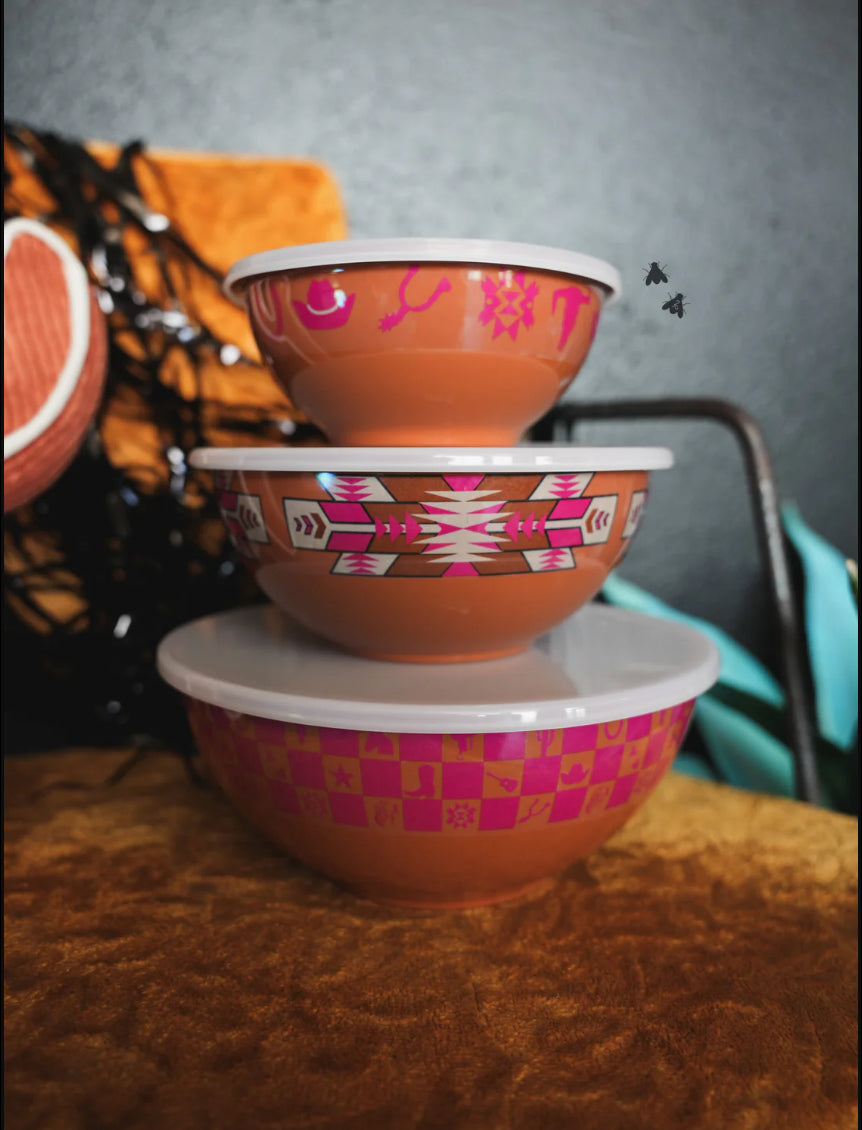 Western Bowl Set With Lids - PREORDER