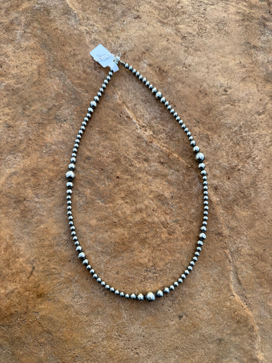 17” Graduated Sterling Silver Pearl Necklace