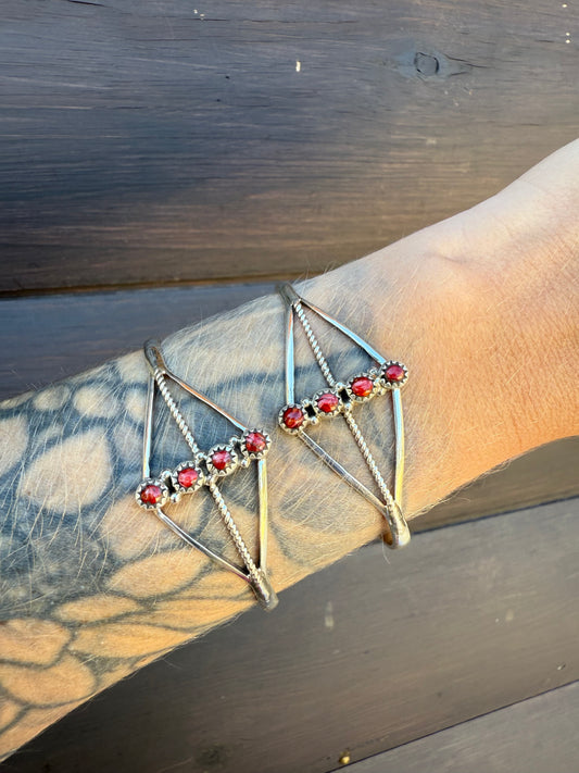Nicole Yazzie Red Spiny Adjustable Cuffs